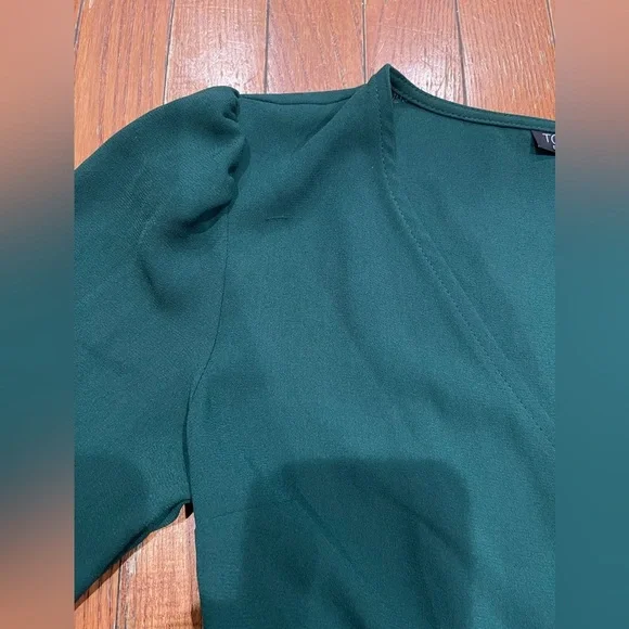 Topshop Dark Green Long Sleeve Dress - Picture 5 of 14